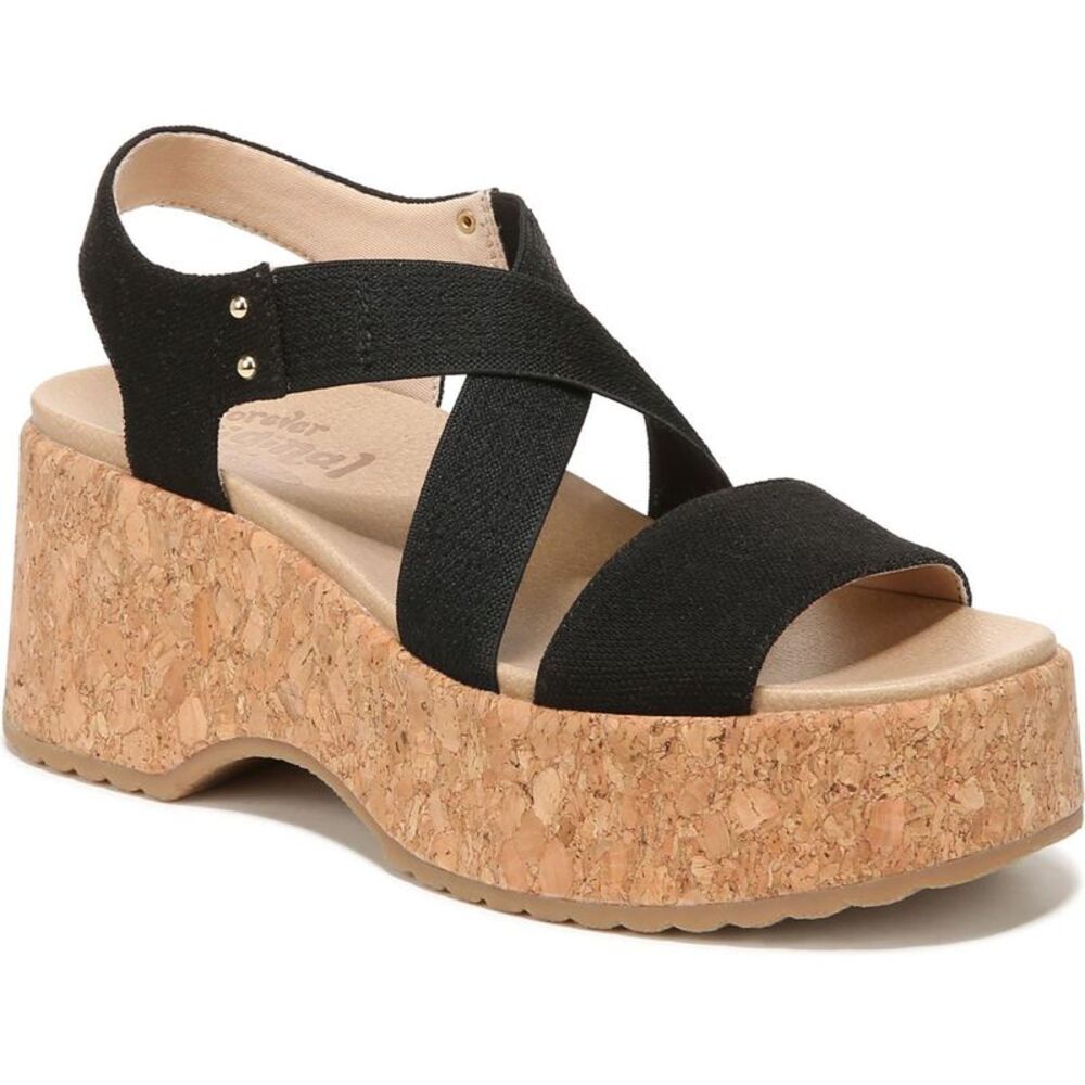 NEW! Dr. Scholl's Shoes Womens Dottie Black Man Made Platform Sandals Shoes NWT